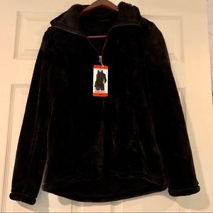 Fuzzy Black Sweater/Sweatshirt with Zipper